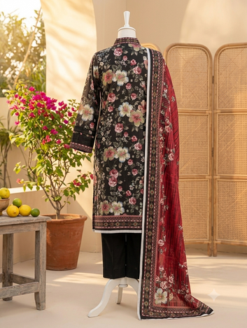 Digital Printed Lawn 3pc Unstitch - Impressionist