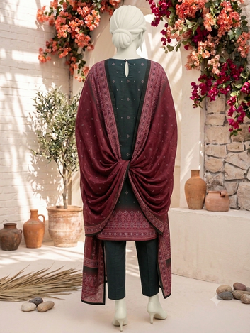 Digital Printed Lawn 3pc Unstitch - Black Maron