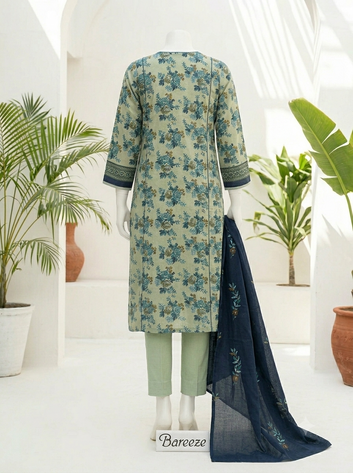 Digital Printed Lawn 3pc Unstitch - Camellia