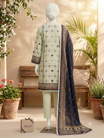 Digital Printed Lawn 3pc Unstitch - Abstra
