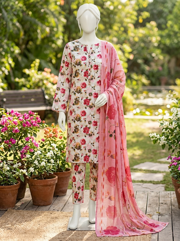 Digital Printed Lawn 3pc Unstitch - Blossoms