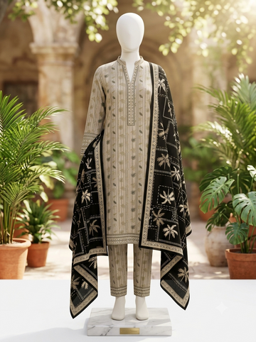 Digital Printed Lawn 3pc Unstitch - Quill