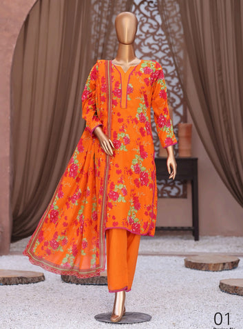 Digital Printed Swiss Lawn 3pc Dress