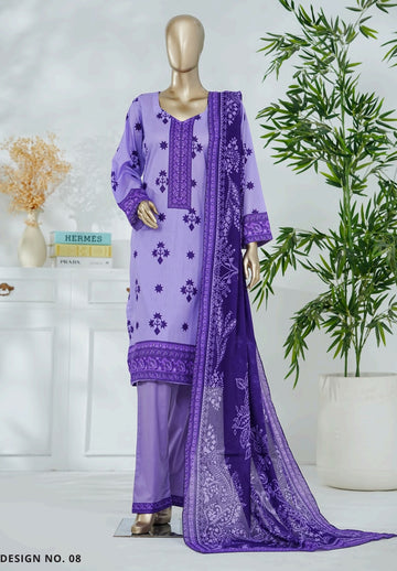 Digital Printed Swiss Lawn 3pc Dress