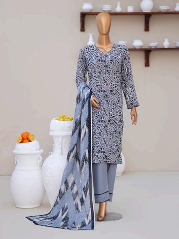 Digital Printed Swiss Lawn 3pc Dress - Unstitch