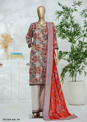Digital Printed Swiss Lawn 3pc Dress