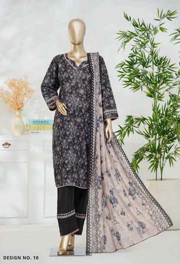 Digital Printed Swiss Lawn 3pc Dress | Black