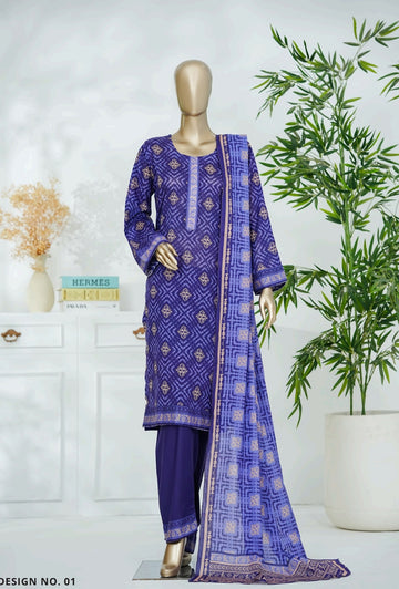 Digital Printed Swiss Lawn Dress - Three Piece