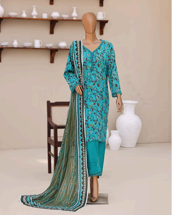 Digital Printed Swiss Lawn 3pc Dress