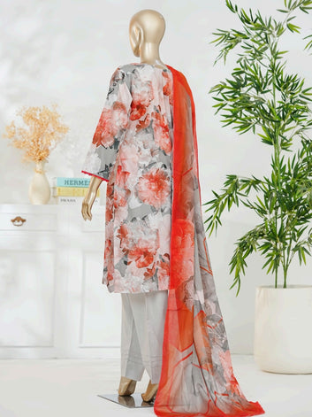 Digital Printed Swiss Lawn 3pc Dress