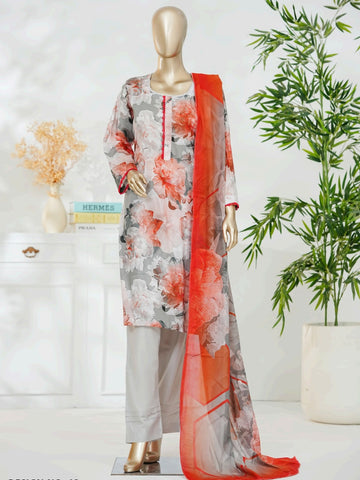 Digital Printed Swiss Lawn 3pc Dress