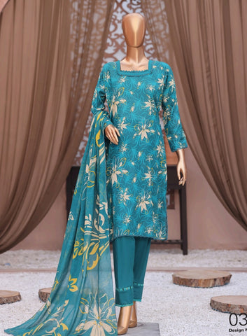 Digital Printed Swiss Lawn 3pc Dress