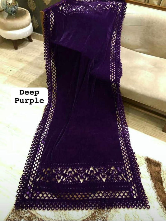 Laser Cut Velvet Shawl 2024 - Boho Deep Purple