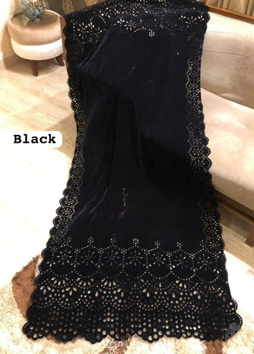 Laser Cut Velvet Shawl 2024 - Retro Black