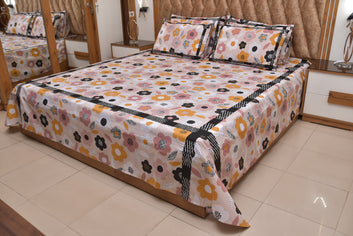 Printed Cotton Patch work Bedsheet Set + 4 Pillow Covers