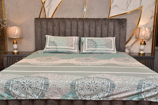 Lacework Cotton Printed Bedsheet Set + 2 Pillow Covers