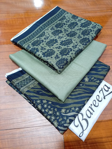 Digital Printed Lawn 3pc Unstitch - Green Paisley