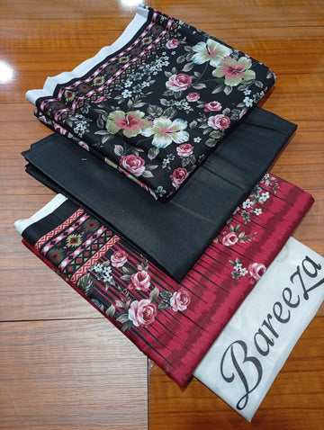 Digital Printed 3pc Lawn Unstitch - Bareeza Rose