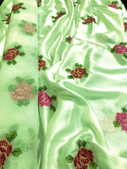 Silk Embroidered 3pc Dress - ZC Pistachio