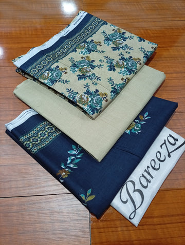 Digital Printed 3pc Lawn Unstitch - Camellia