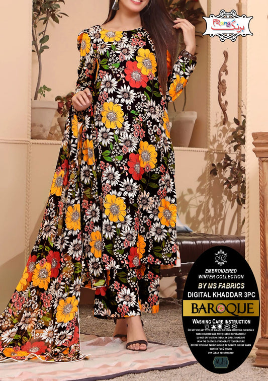 Digital Printed Khaddar 3pc Dress