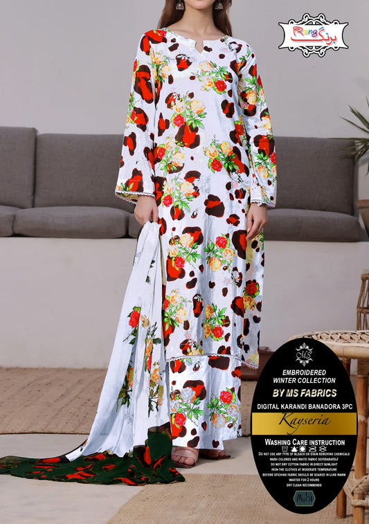 Digital Printed Karandi 3pc Dress