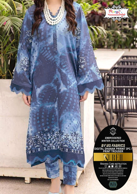 Digital Printed Dhanak Marina Winter 3pc Dress