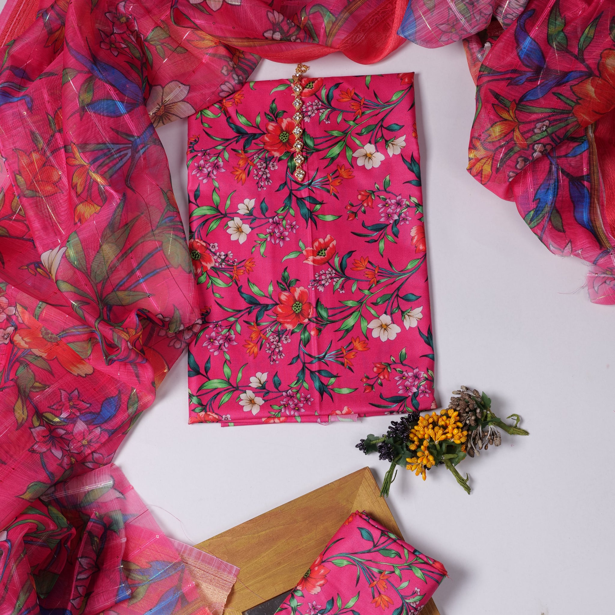Digital Printed Swiss Voile 3pc Dress - MS 10