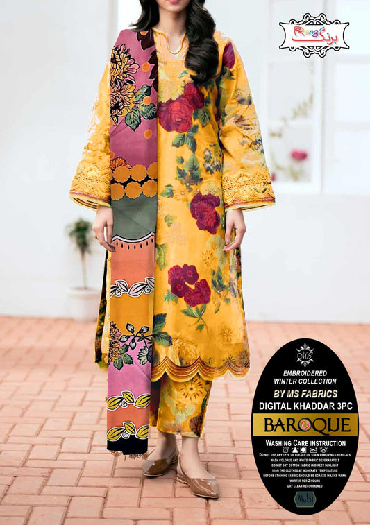 Digital Printed Khaddar 3pc Dress