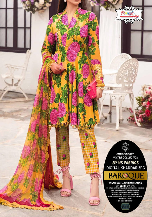 Digital Printed Khaddar 3pc Dress