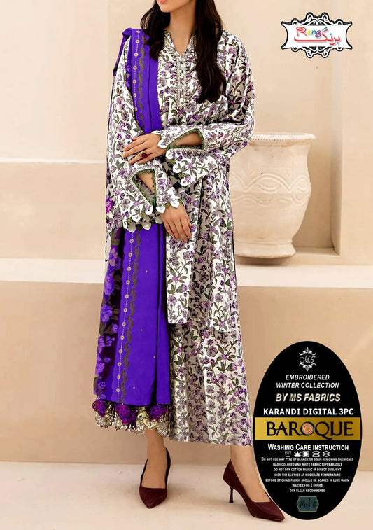 Digital Printed Karandi 3pc Dress