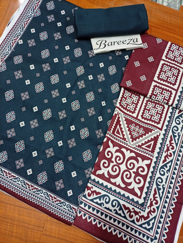 Digital Printed Lawn 3pc Unstitch - Diamond Ajrak