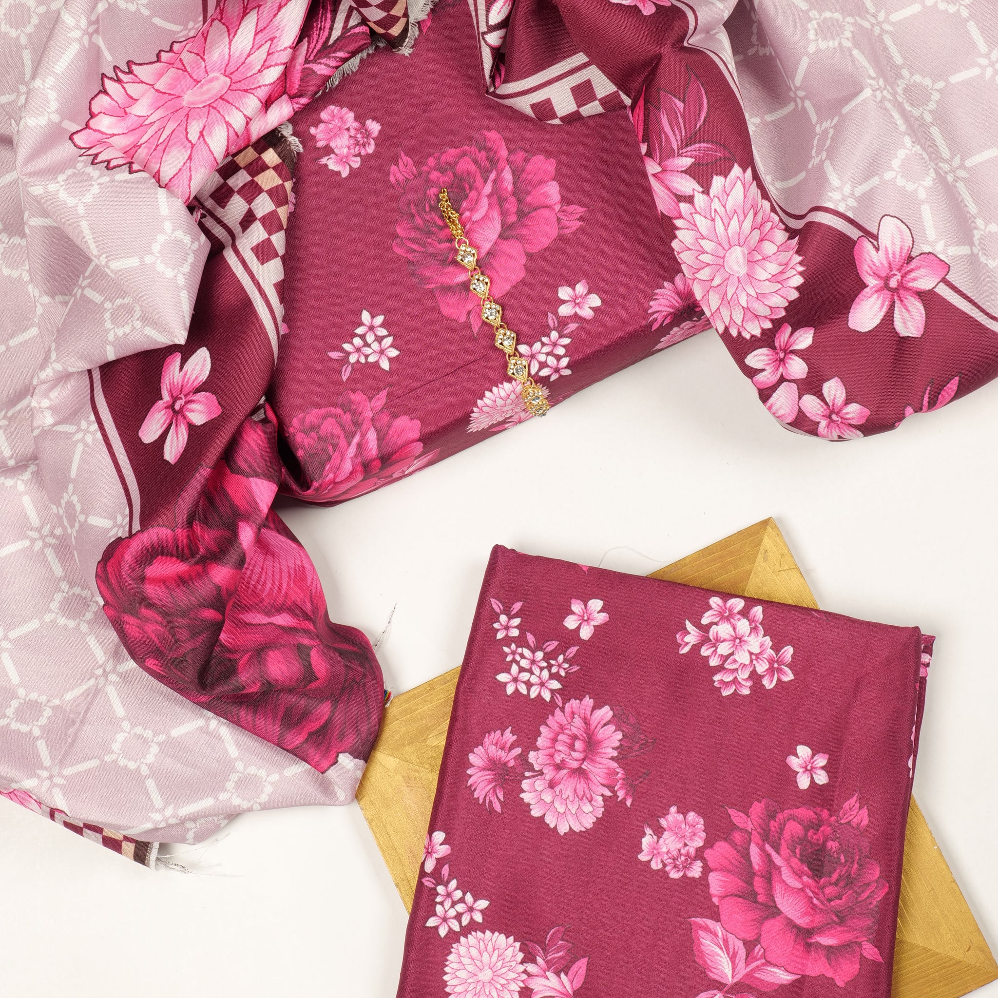 Digital Printed Silk Karandi 3pc Dress - MS 02