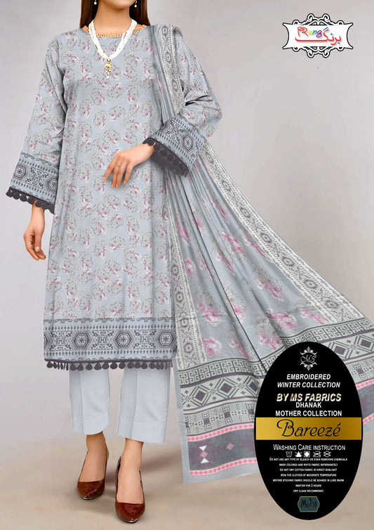 Digital Printed Dhanak Marina Winter 3pc Dress