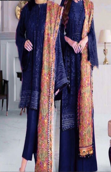 Heavy Embroidered Chiffon Party Wear Dress 2022